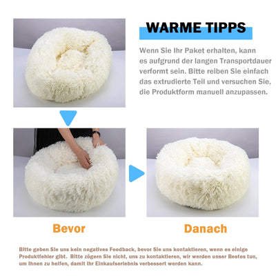 Lit pour chien et chat Peluche ronde et duveteuse - Donut Coussin câlin pour chien Panier pour chien lavable Chiens, chats et autres animaux de compagnie de taille moyenne et grande