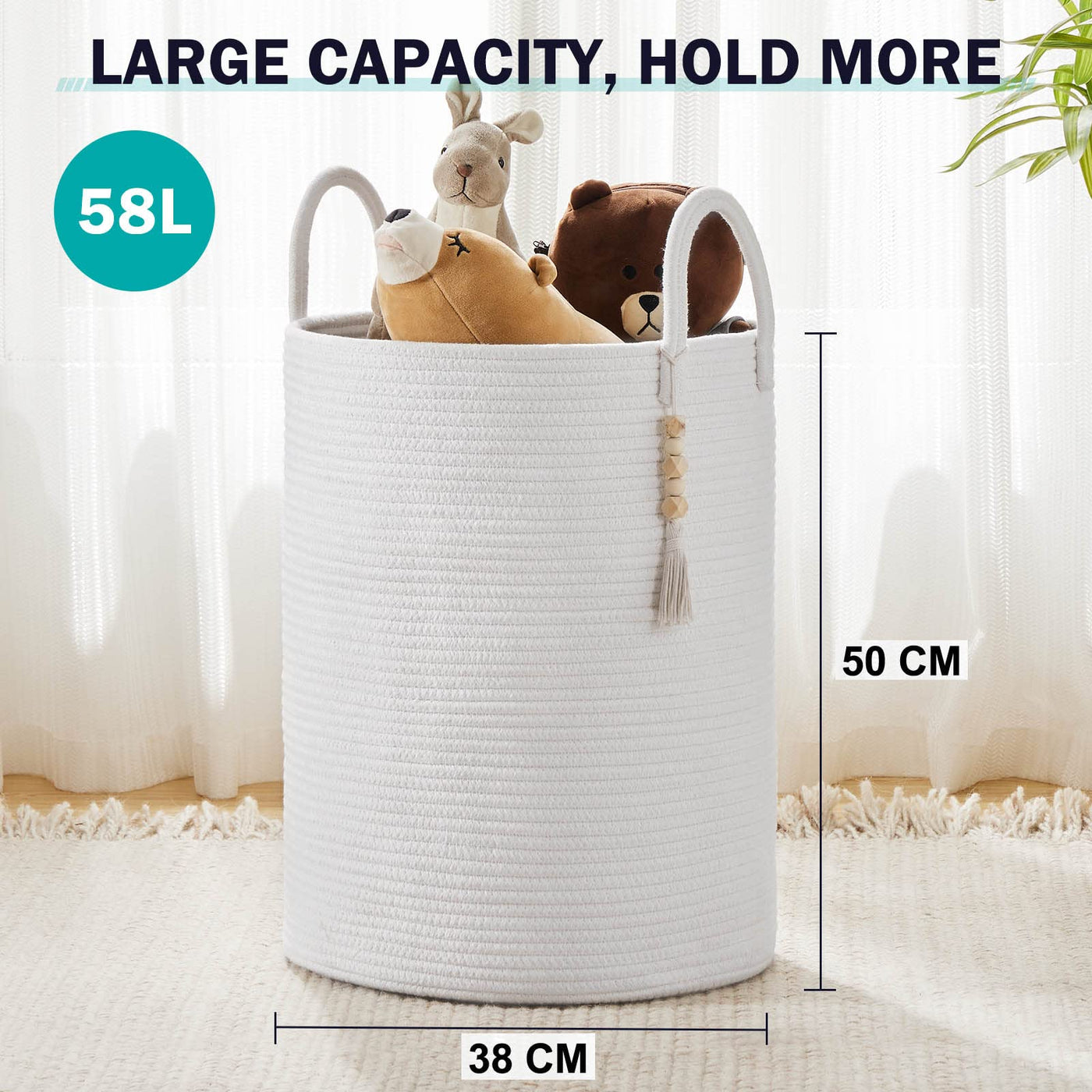 Braided Laundry Collector Toy Storage Storage Basket with Handle Handmade