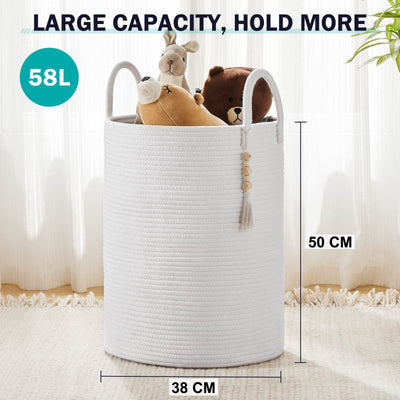 Braided Laundry Collector Toy Storage Storage Basket with Handle Handmade
