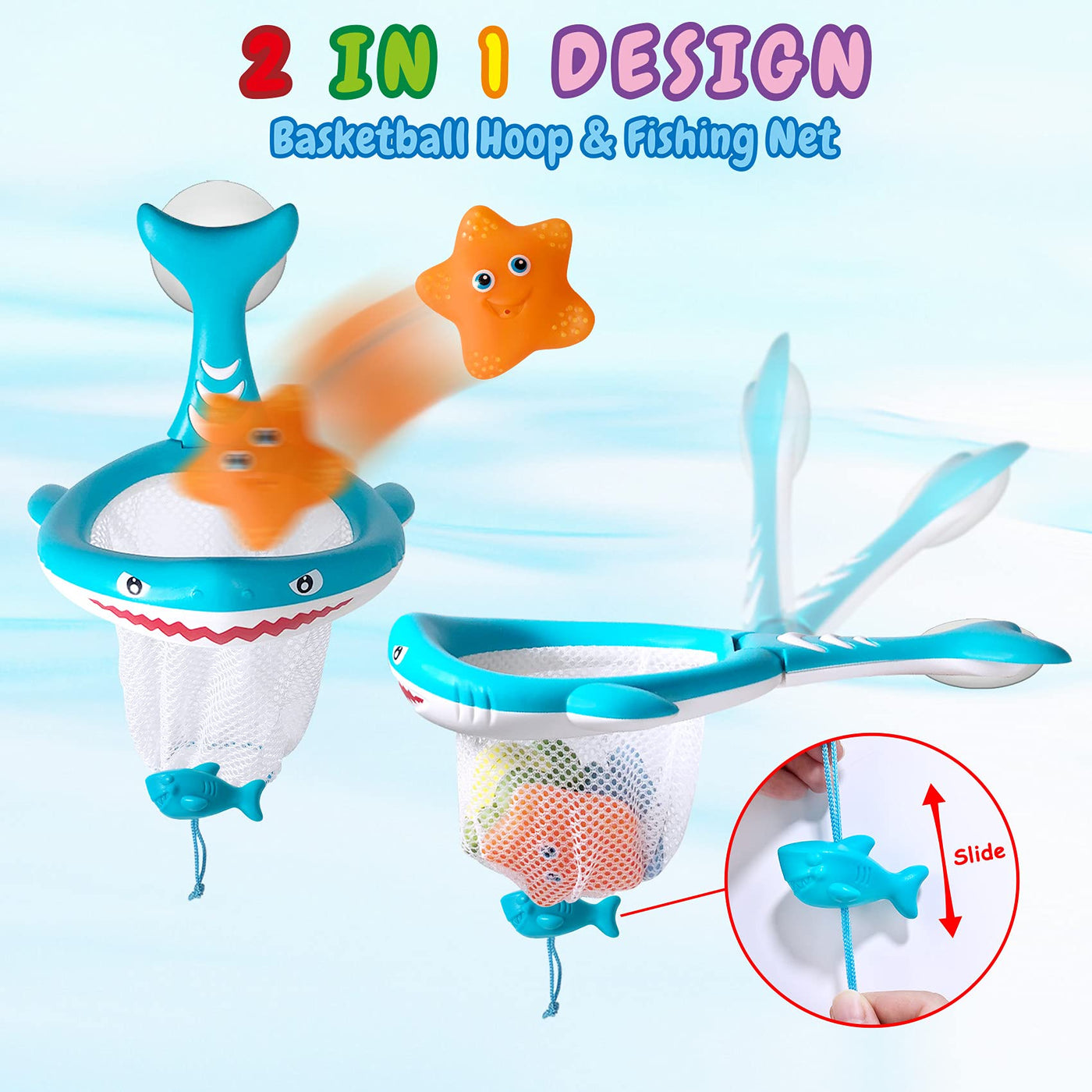 Jouets de bain pour bébés et enfants, jouets de bain à éclaboussures, jouets aquatiques avec filet de pêche pour la douche et la natation