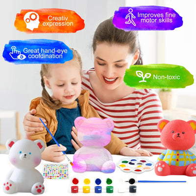 DIY bear painting set - birthday present, 3D bear lamp for painting and as a night light