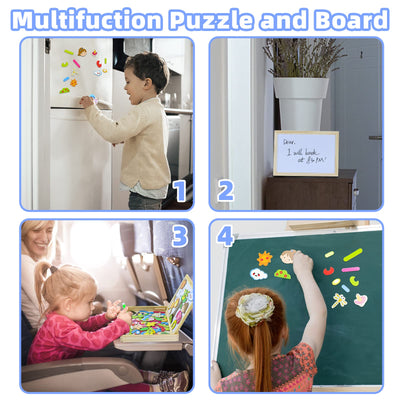 Magnetic board children toys ,Magnetic wooden puzzle puzzle from 3 with double-sided board magnetic game wooden toy