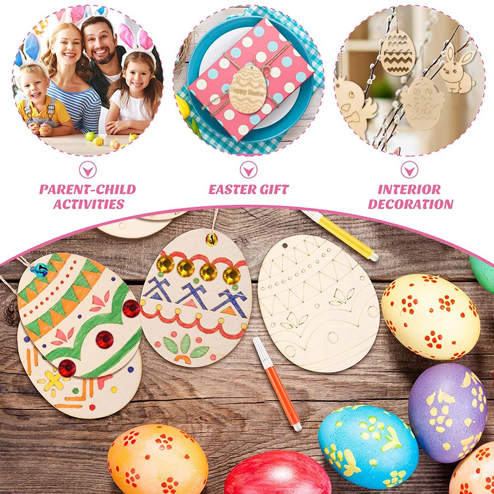 Etiquettes de Pâques en bois à peindre, 264 pièces de bricolage de Pâques pour les enfants, décorations de Pâques pour les enfants