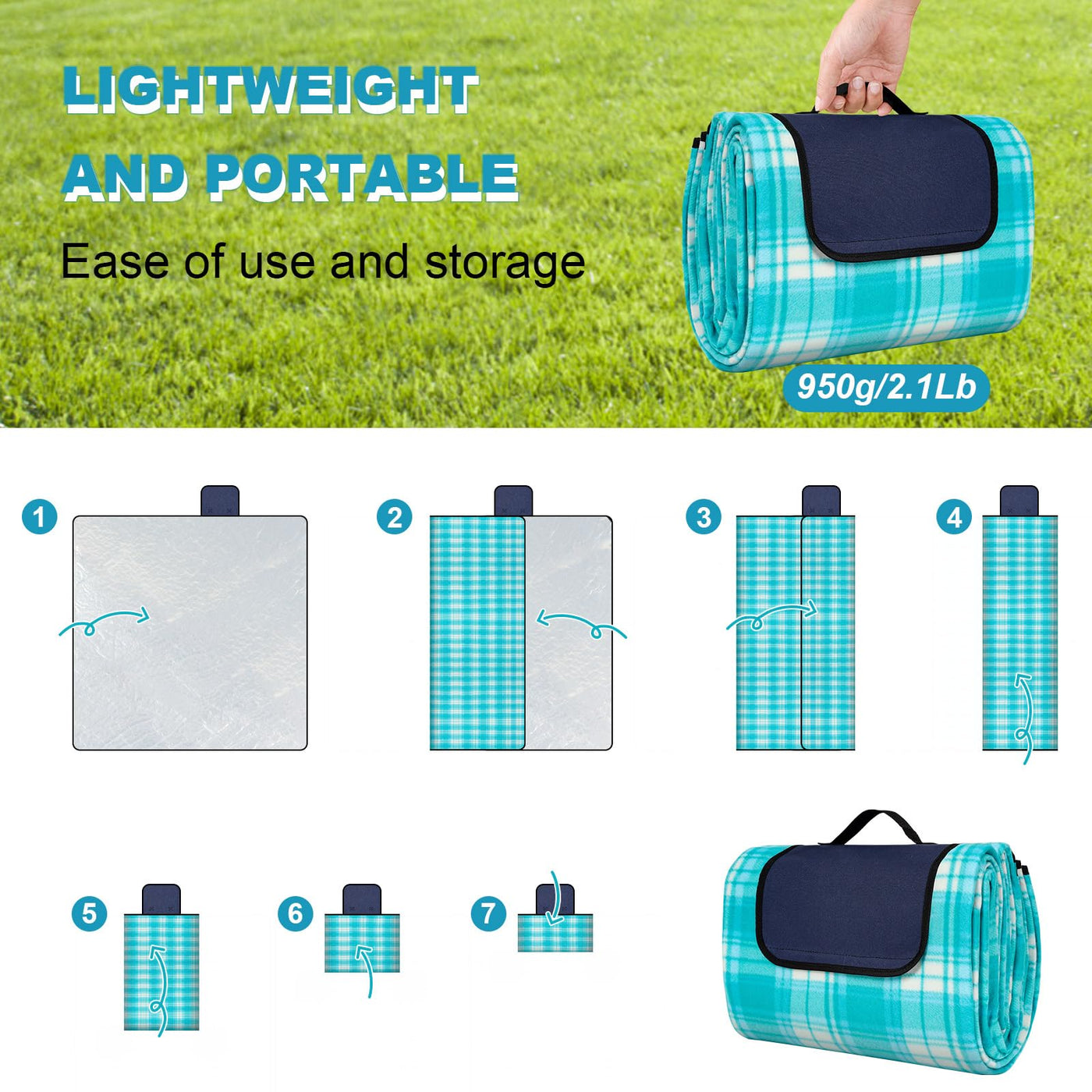 Couverture de pique-nique imperméable, couverture de plage extérieure extra-large