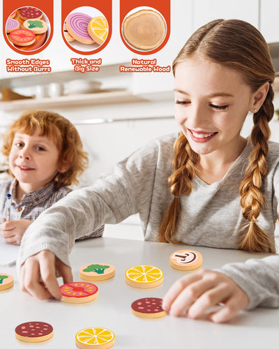 Wooden pizza for children with cutting board, pizza cutter