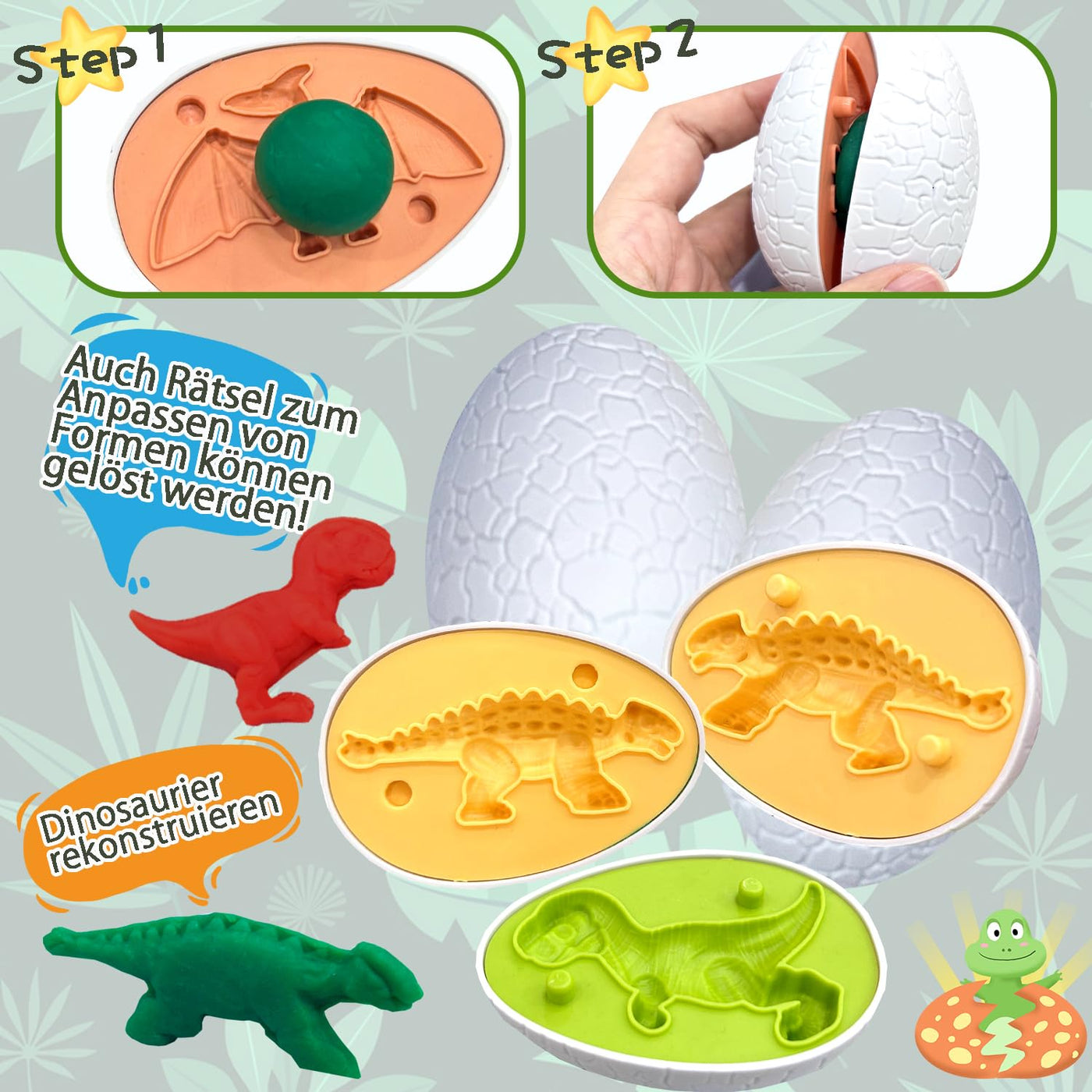 Accessoires de Pâte à Modeler 42 Pièces avec 12 Boîtes de Pâte à Modeler, Machine à Pâtes Dino, Pâte pour enfants, Ensemble d'Argile de Dinosaure, Outil de Pétrissage de Jouets de Dinosaure pour Enfants, Pétrissage à partir de 3 Ans