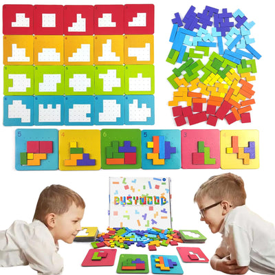 Tetris Duel Game,Puzzle en bois Tetris Tangram,Jeux de concentration pour enfants