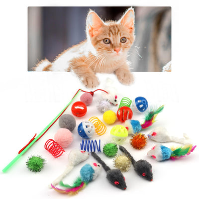 Pack de 31 Jouets pour Chat avec Tunnel pour Chat, Balles, Jouet pour Chat, Souris, Jouet en Plumes, Peluche, Jouet Interactif pour Chat pour Chats, Accessoires pour Chat