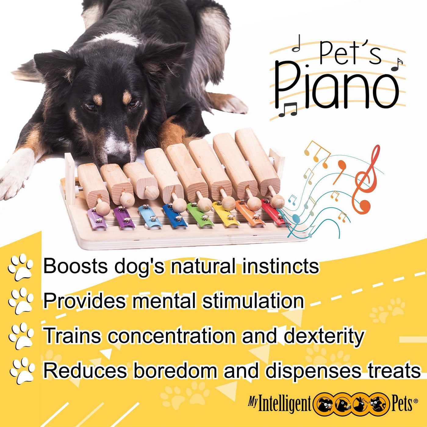 Piano - Jouet interactif en bois pour chien Jouet intelligent pour chiens et chats Jouet distributeur de friandises
