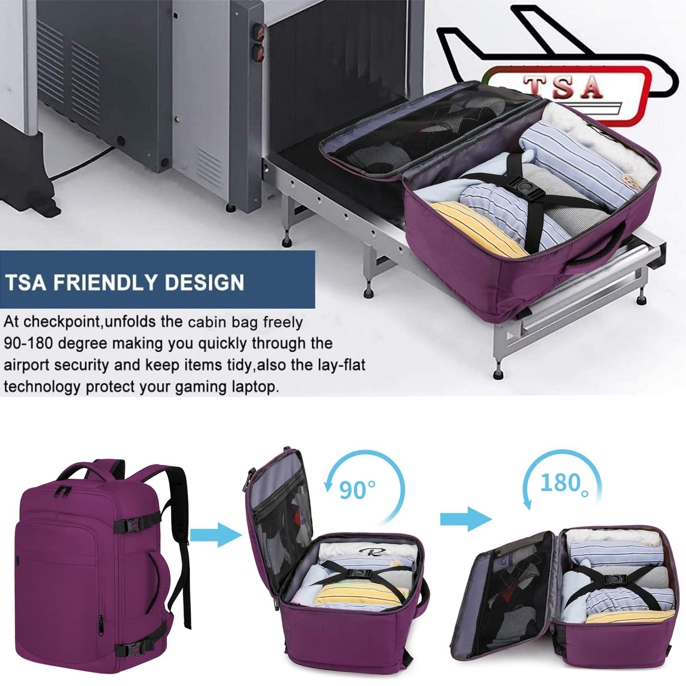 Hand luggage backpack with separate one-inch computer compartment