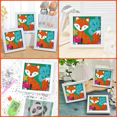 Diamond Painting Kids with Wooden Frame, 5D DIY Diamond Painting Set, Color by Numbers Diamond Painting Kids