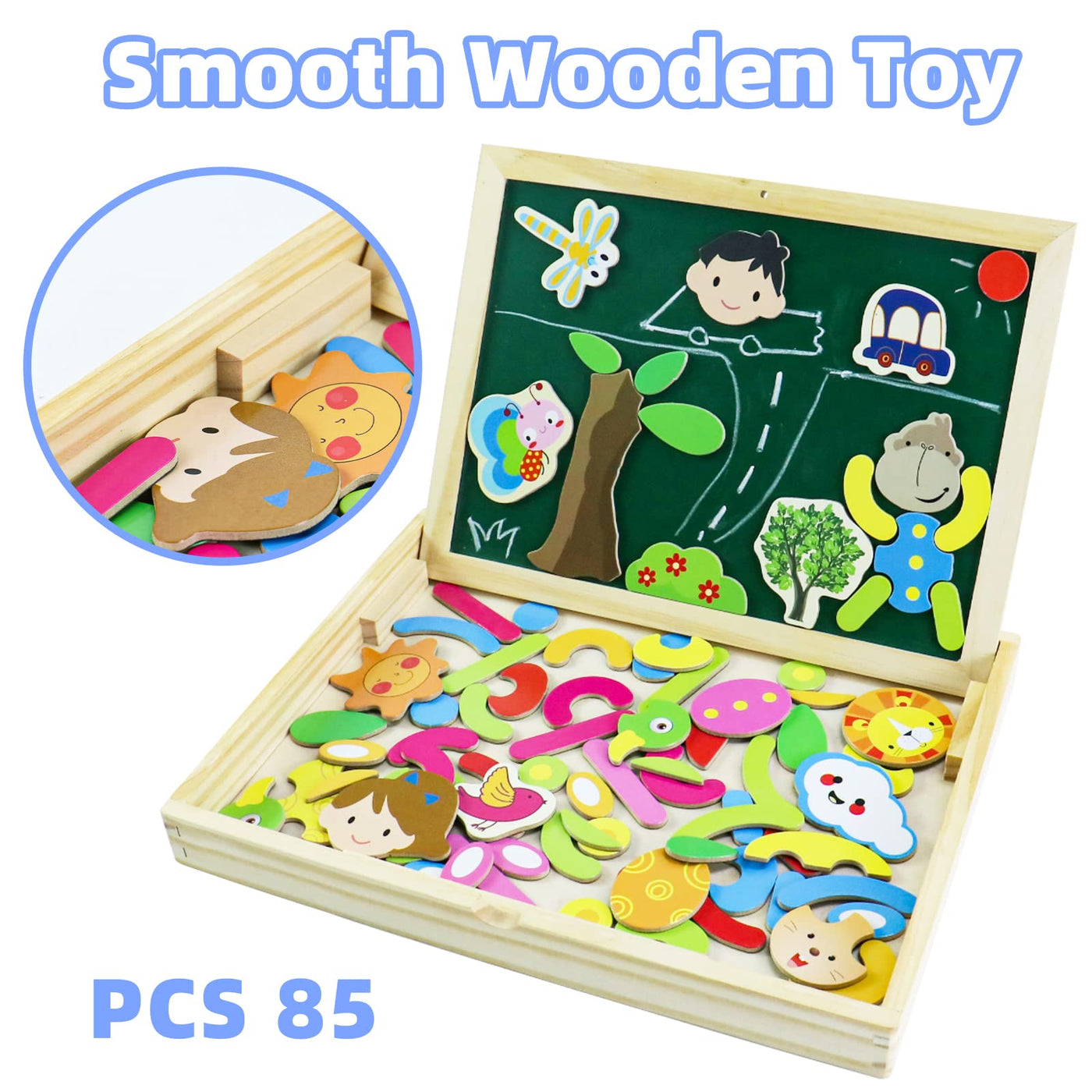 Magnetic board children toys ,Magnetic wooden puzzle puzzle from 3 with double-sided board magnetic game wooden toy