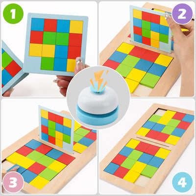 Board game wooden toy, game tangram puzzle wood, family game travel game children, memory game