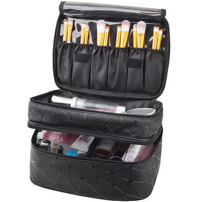Sac à cosmétiques grand format - trousse de toilette imperméable avec pochette pour brosse et séparateur