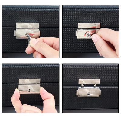 Boîte à montres à 3 compartiments avec couvercle en verre transparent et coussin amovible