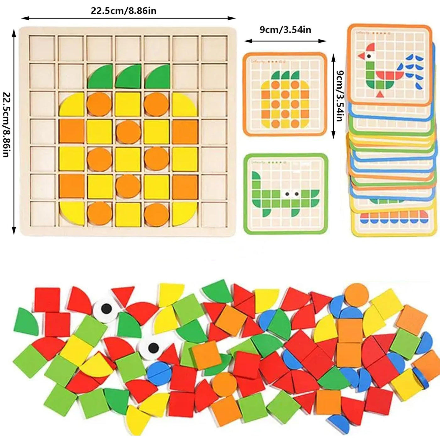 Casse-tête mosaïque créatif,Jeu de blocs en bois,Jeu d'association de formes
