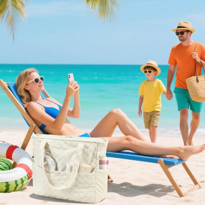 Grand sac de plage avec fermeture éclair