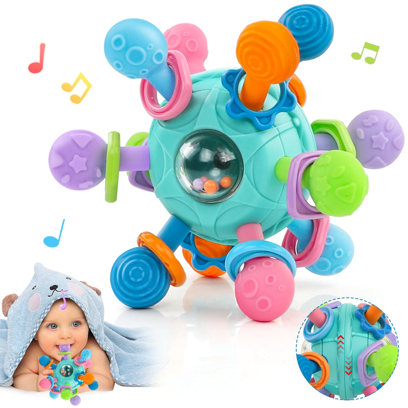 Baby toy grasping ball for babies, sensory baby toy rattle