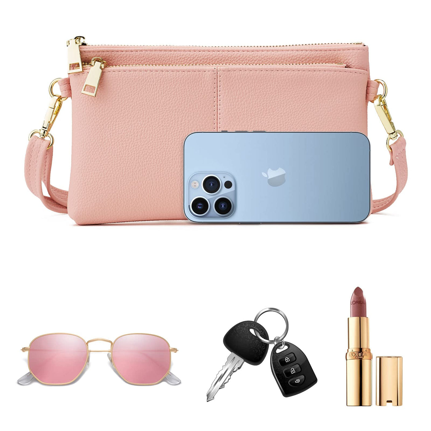 Small Triple Zipper Shoulder Bag
