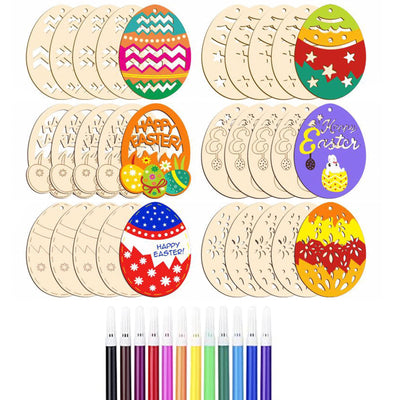 Ostereierdekoration mit Schnur DIY Bastelarbeiten zum Bemalen Holzanhänger für Kinder Ostereier Osterhase