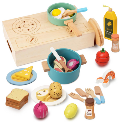 Kinderküchenzubehör Holz, Spielküche Töpfe & Geschirr, Holzspielzeug Lebensmittel zum Schneiden