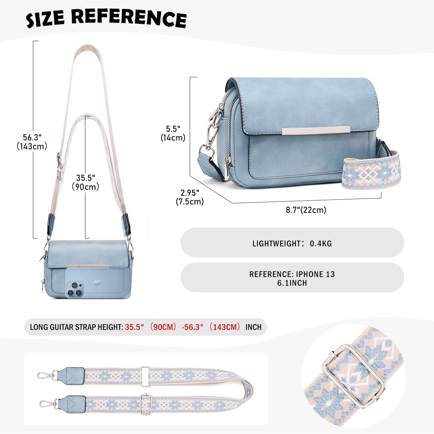 Handy Umhängetasche, Vegan Leder Crossbody Bag Umhängetasche mit verstellbarem abnehmbarem breitem Riemen