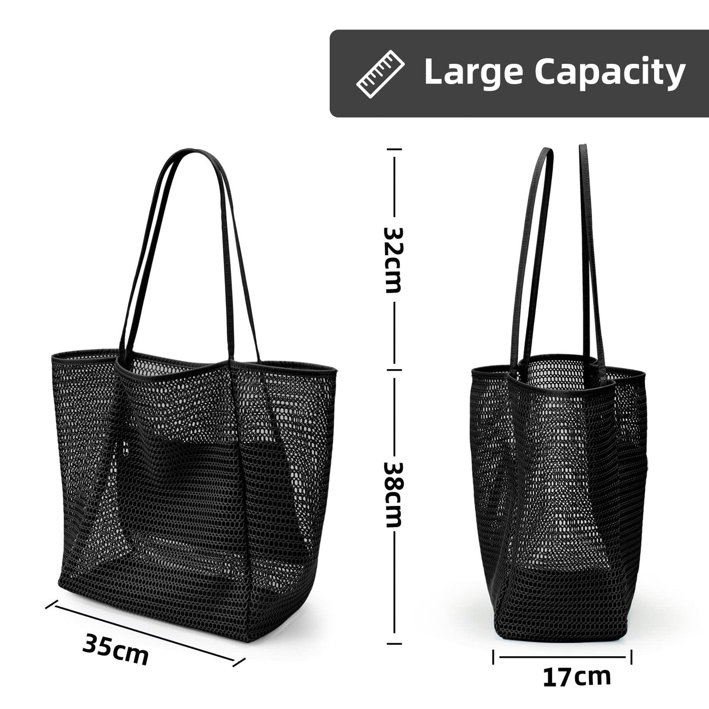 Sac de plage en maille avec poche intérieure zippée, sac à bandoulière pour femmes, sac de natation, sacs à main pliables