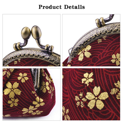 Porte-monnaie floral Portefeuille avec fermeture à clip Fermeture à clic