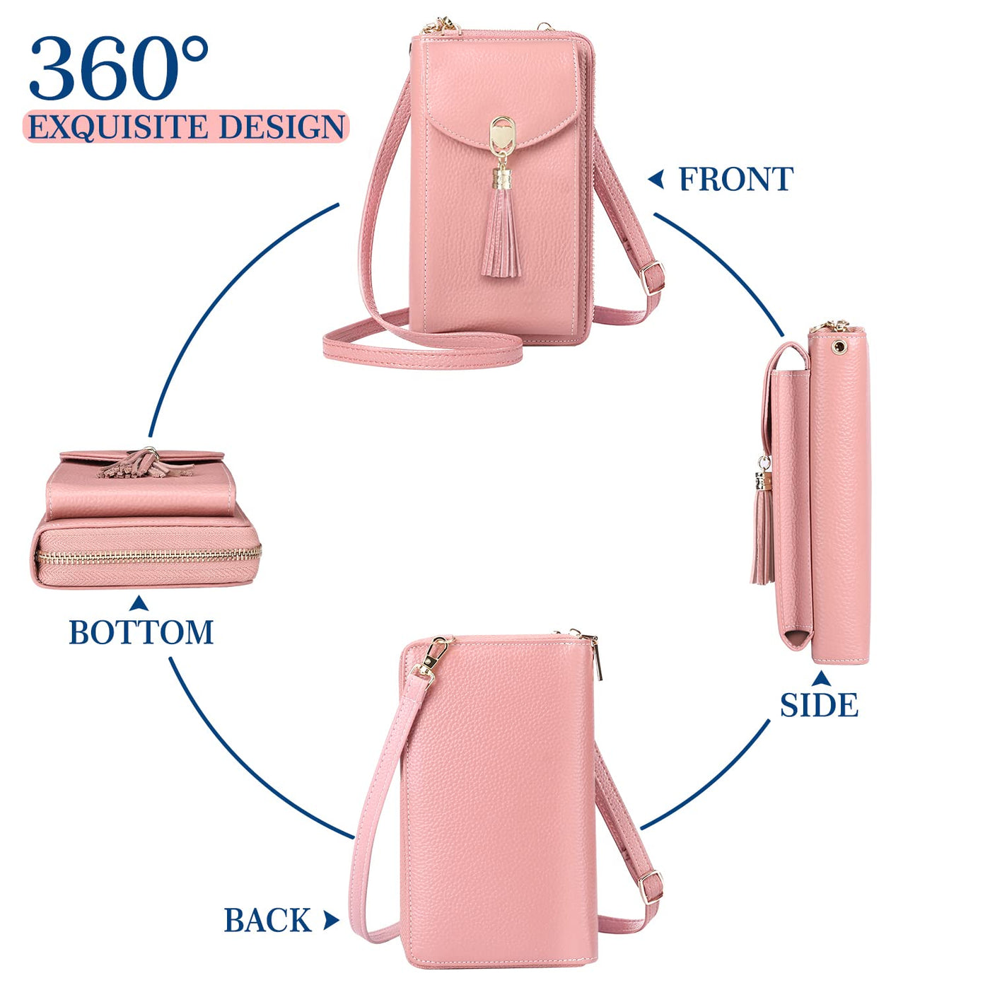 Handy Umhängetasche Leder Handy Umhängetasche RFID Schutz klein Crossbody