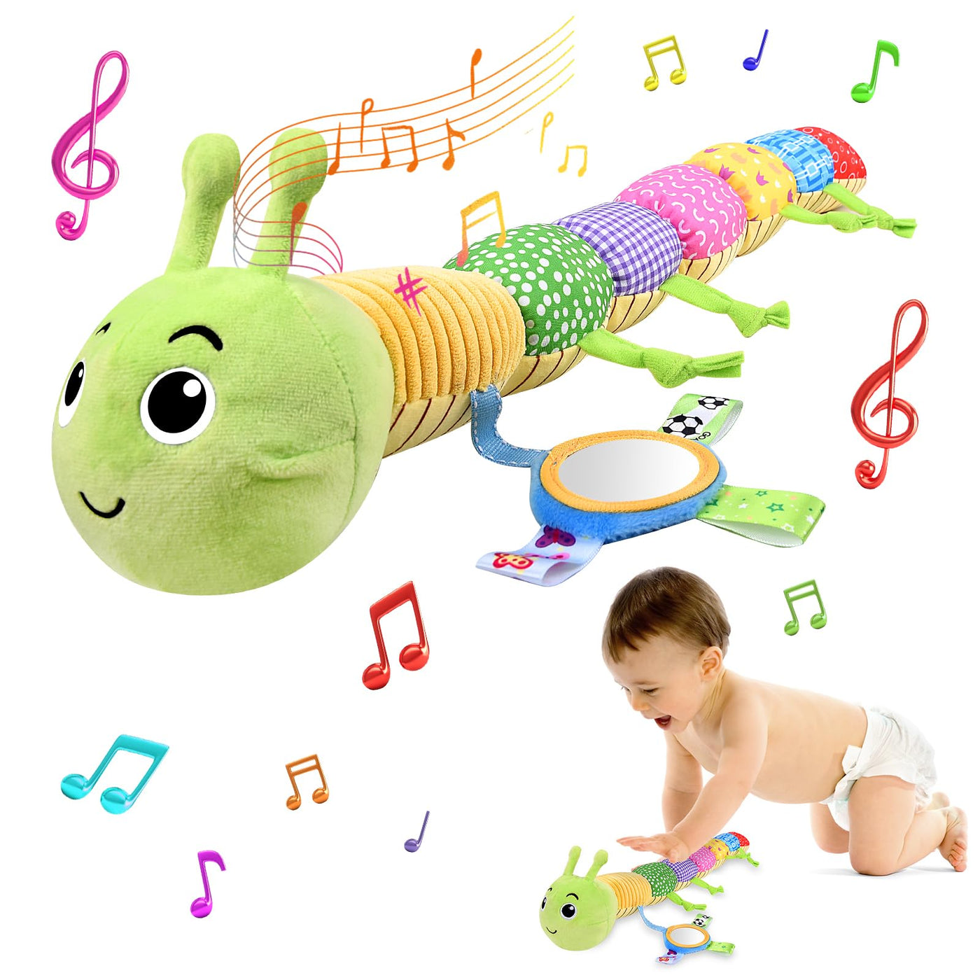 Peluche chenille musicale pour bébé, peluche chenille avec règle, jouet à saisir pour bébé qui s'ébroue, jouet peluche bébé