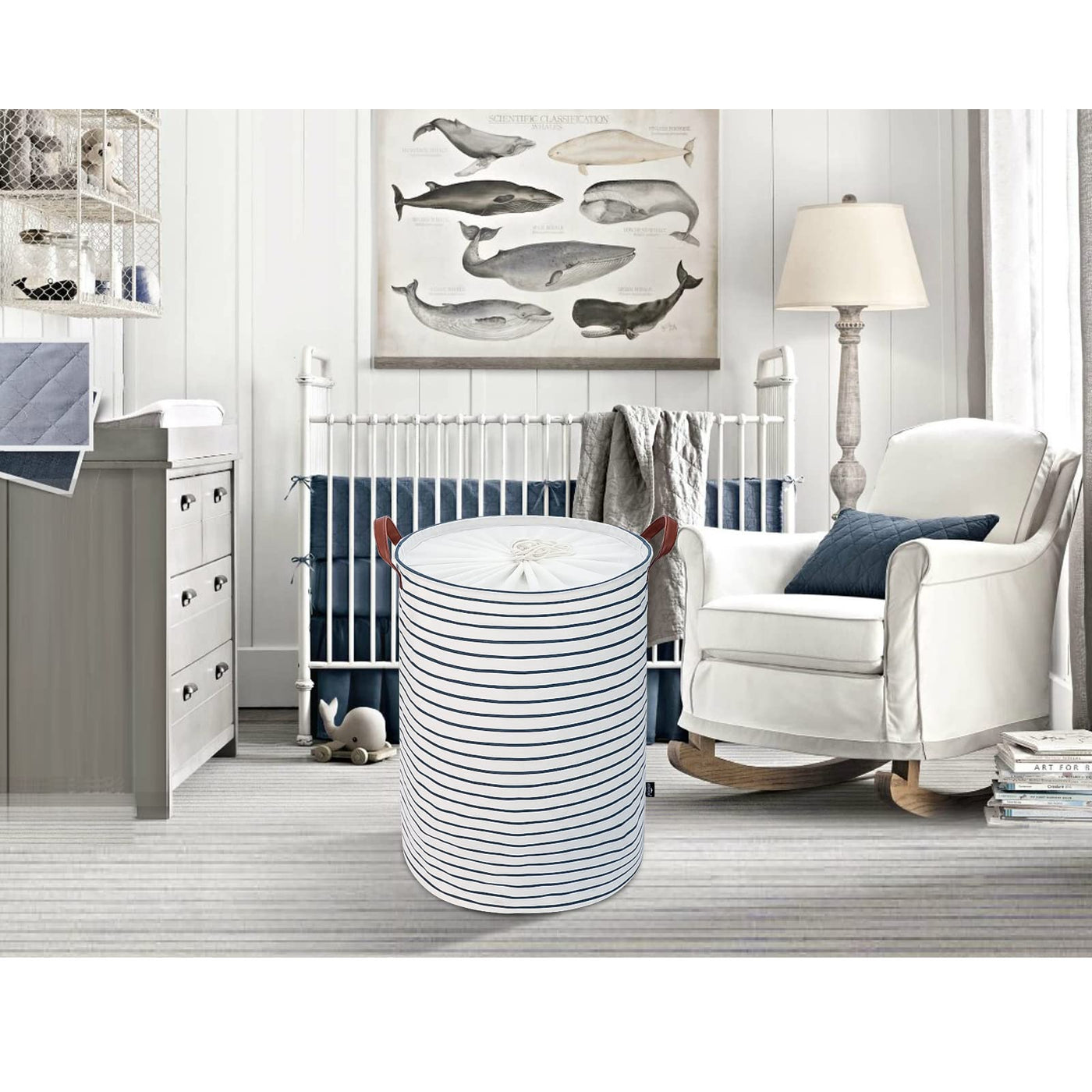 Paniers à Linge de Rangement Ronds Pliables, Coton