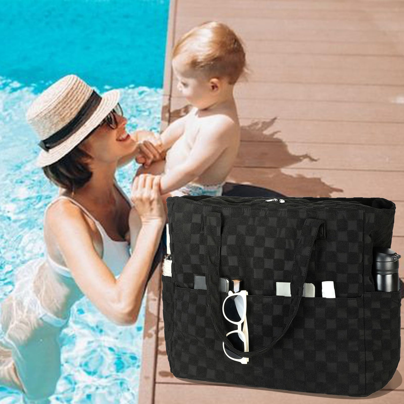 Grand sac de plage avec fermeture éclair