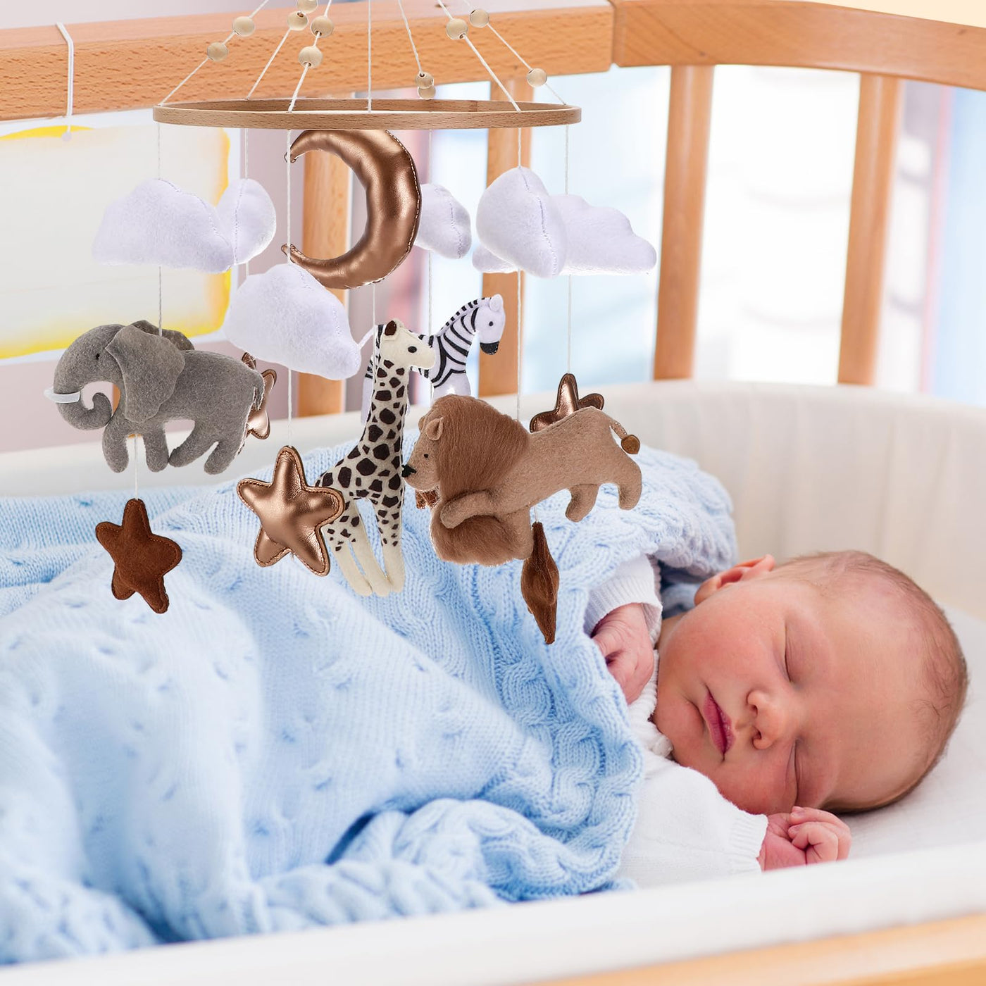 Mobile baby bed mobile baby pendant, wooden mobile baby wind chime