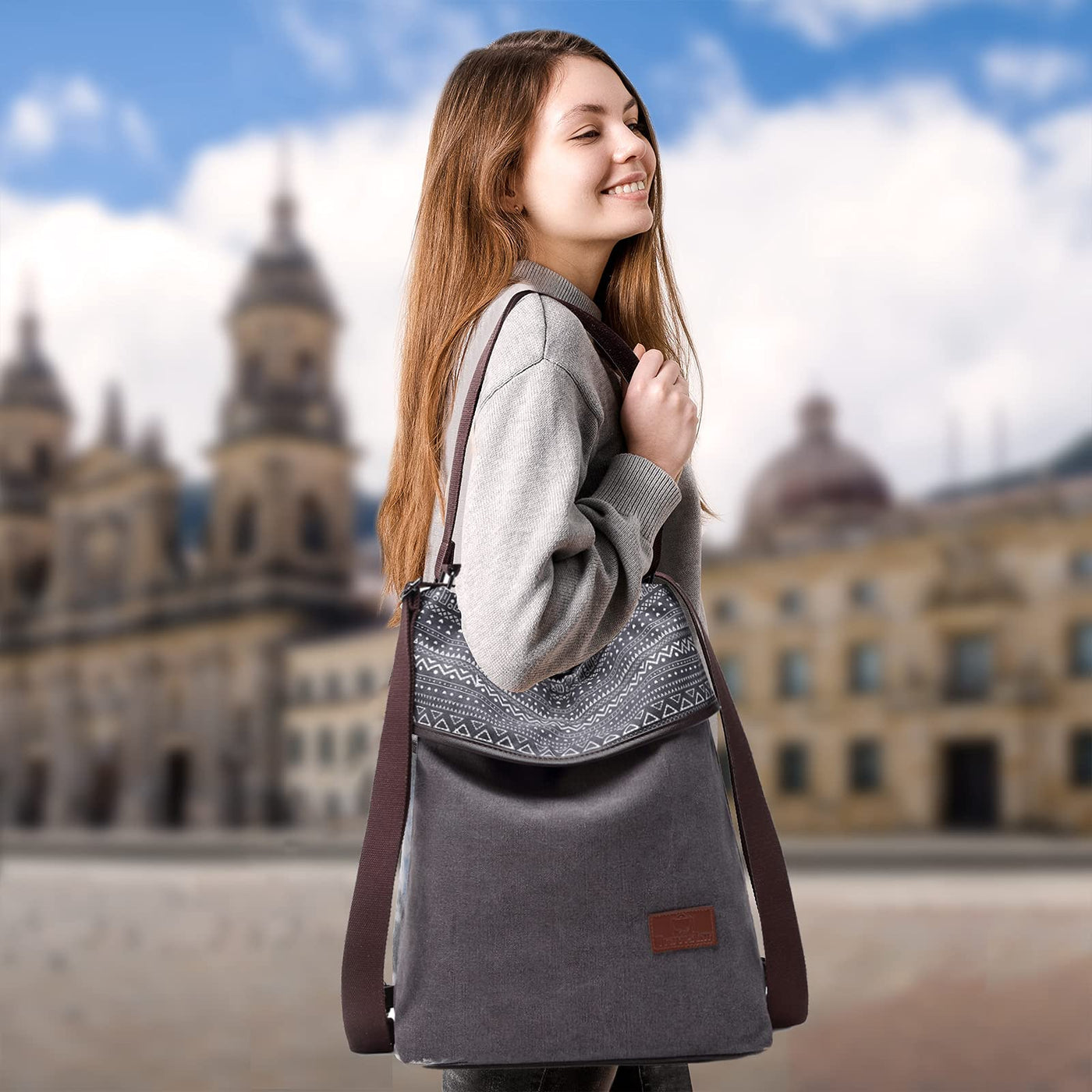 Canvas shoulder bag backpack handbag vintage shoulder bag anti theft hobo bag for everyday office school outing