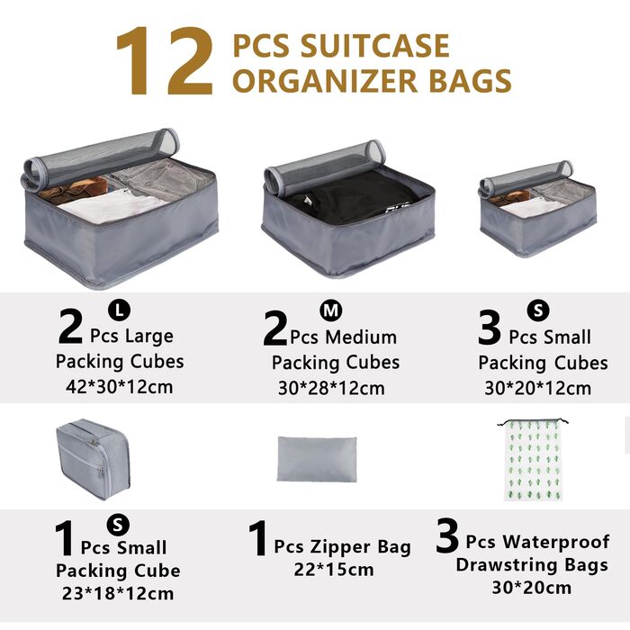 Packing Cubes Suitcase Organizer Suitable for Family Travel, Travel Set for Family Storage, Zipper