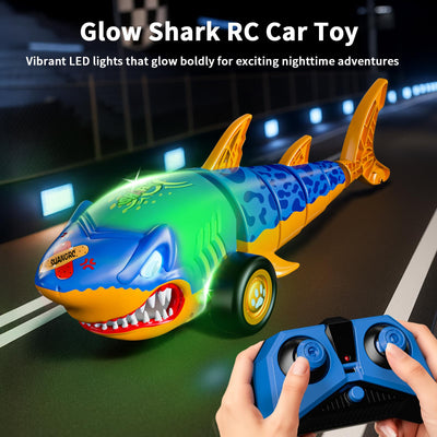 Jouet de Voiture RC Shark pour Enfants, voiture télécommandée 2,4 GHz avec Queue Pivotante et Lumières LED, voiture télécommandée
