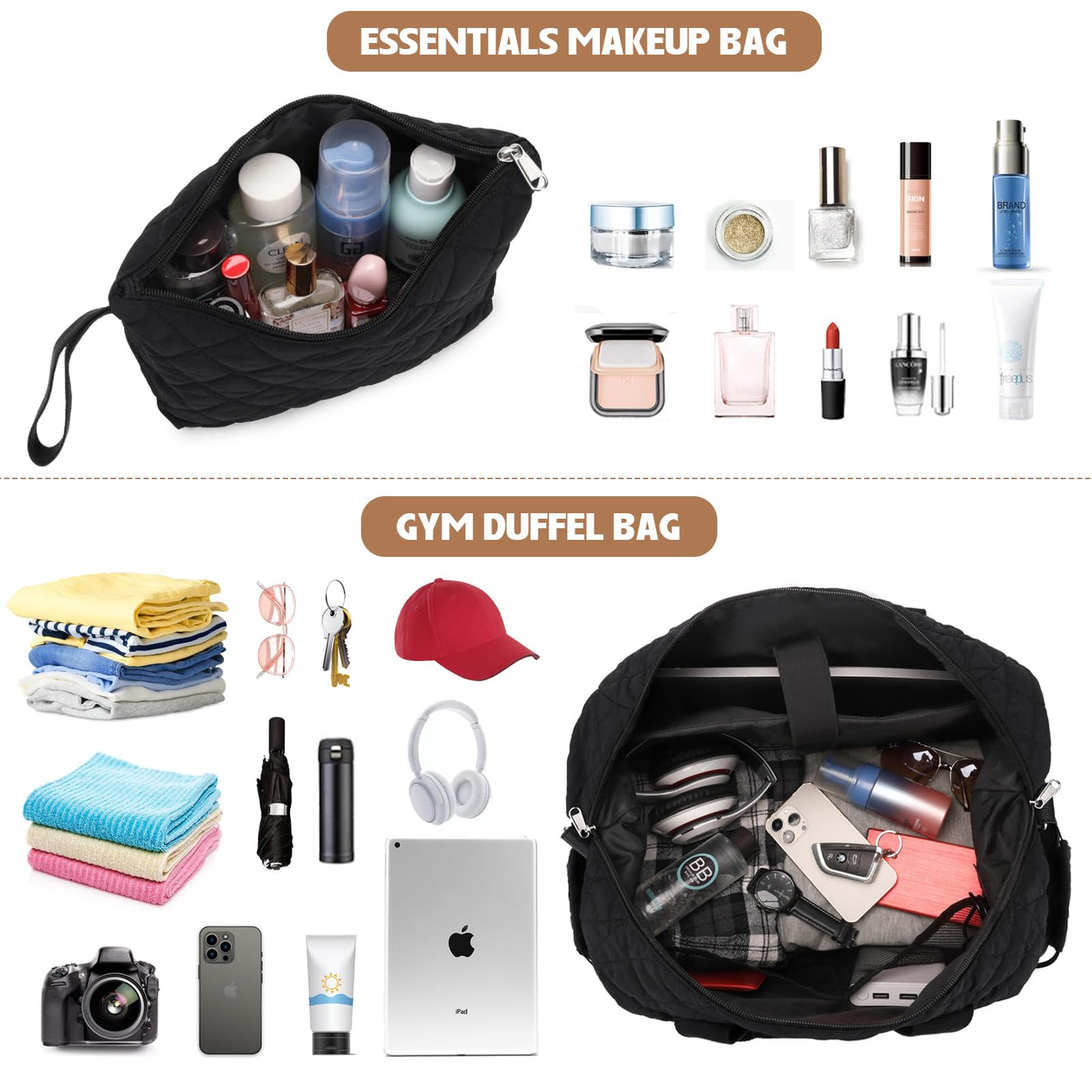 Travel bag hospital bag birth with shoe compartment Large carry-on bag Duffle bag with toiletry bag