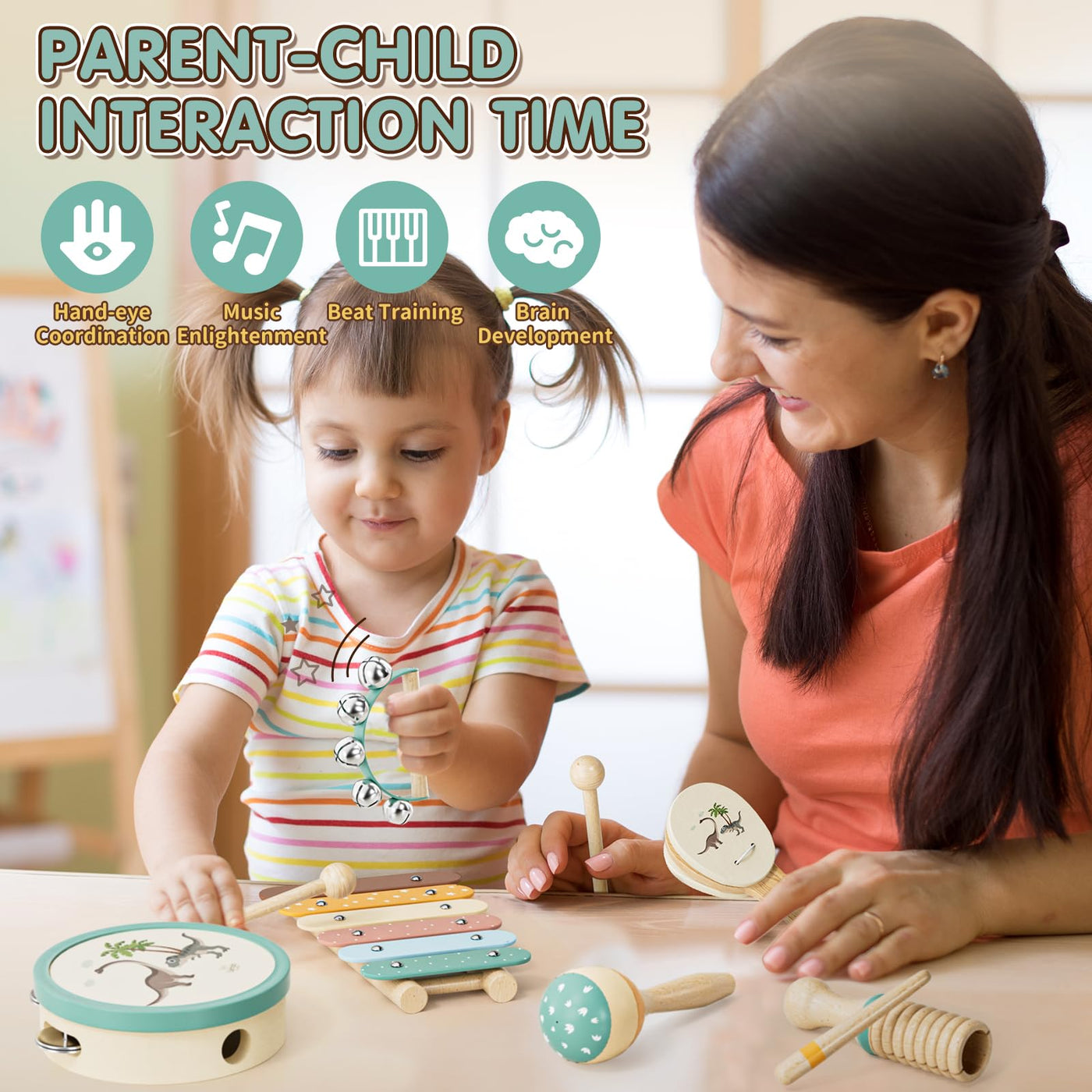 Instruments de musique pour enfants, ensemble d'instruments avec xylophone et tambour pour le jardin d'enfants, jouet d'apprentissage de la musique