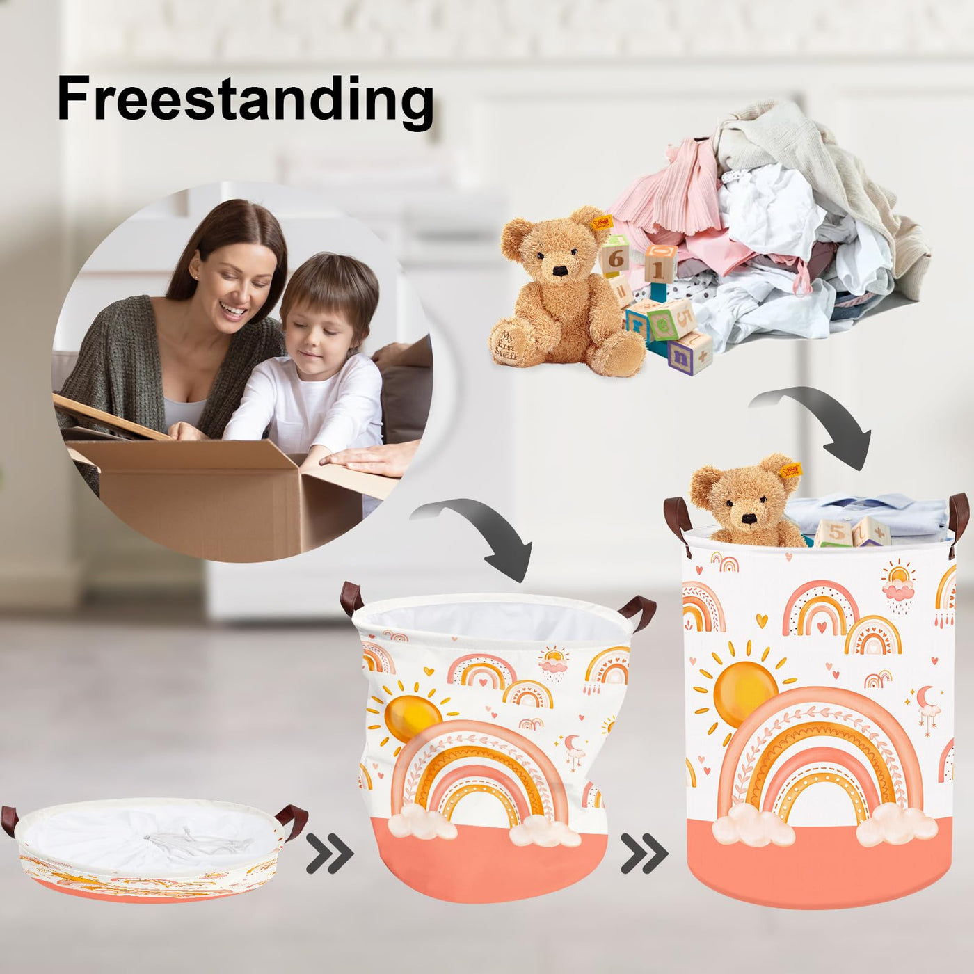 Kinderwäschekorb mit Griff Faltbarer Wäschekorb für Spielzeug