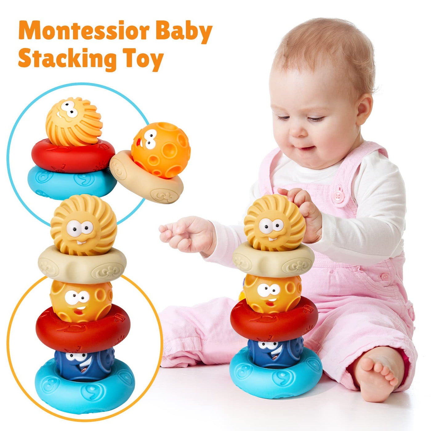 Stacking toy baby, stacking tower toy, sound building blocks stacking rings baby early education