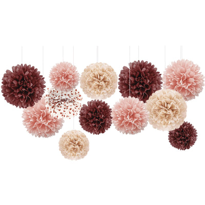 12 pieces party decoration, old-fashioned tissue paper pompoms, tissue paper flowers