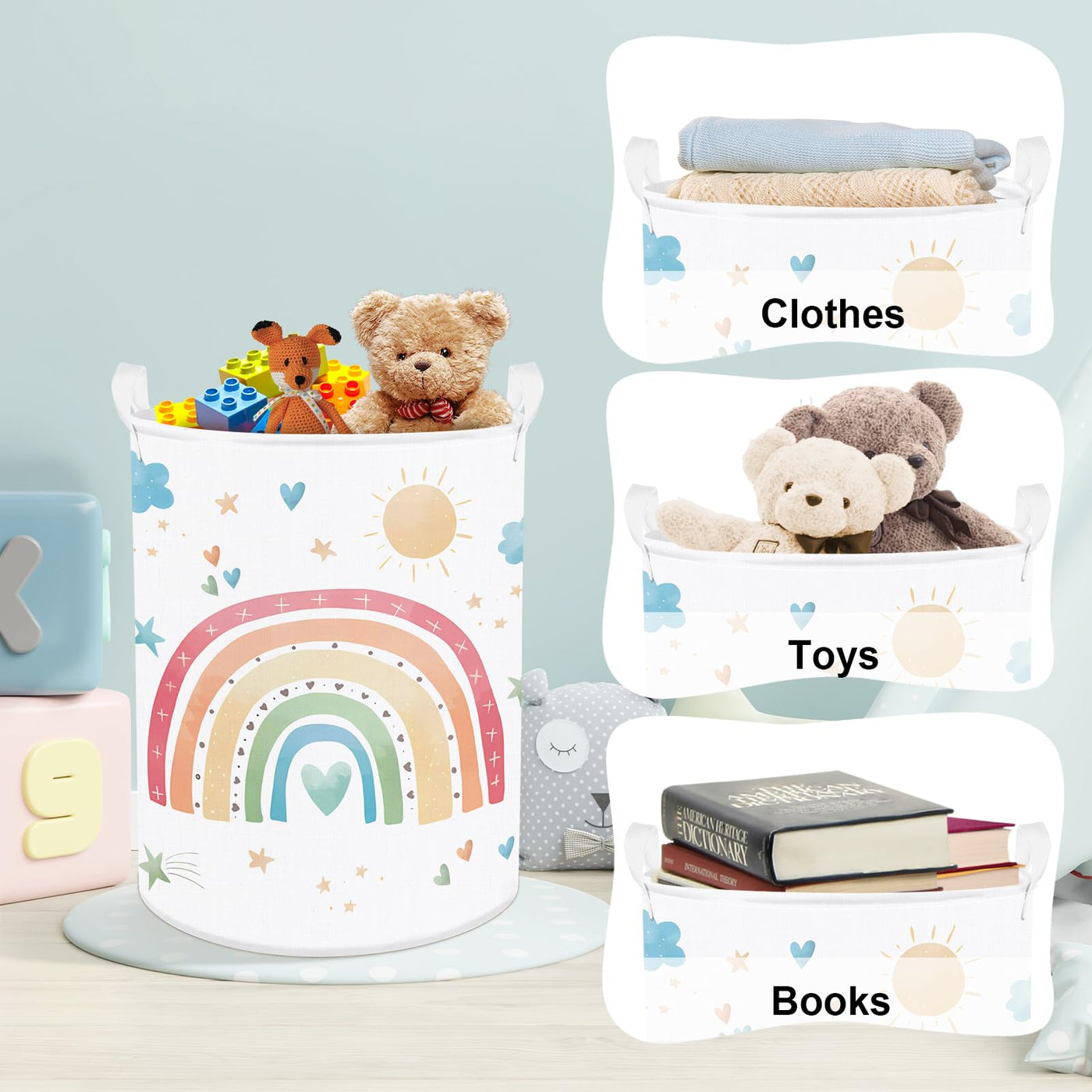 Panier à linge pour enfants avec poignée Panier de rangement pliable pour vêtements et jouets