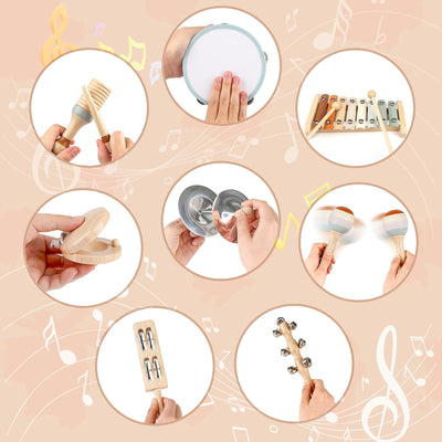 Instruments de musique pour enfants en bas âge, instruments de musique en bois aux couleurs neutres pour les enfants en bas âge