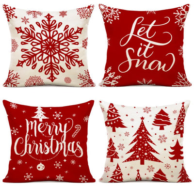 Housse de coussin set de 4 housses de coussin housse de coussin de Noël housse de coussin décorative housse de coussin en lin pour décoration canapé de Noël