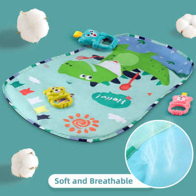 Play blanket with play arch, activity blanket with piano and rattles, multifunctional baby play arch from birth