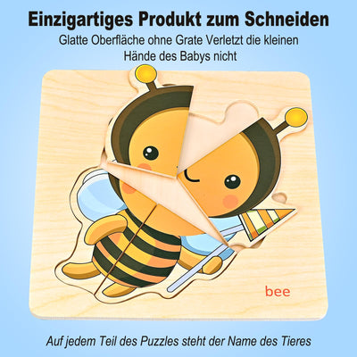 Puzzle, 8 piece wooden puzzle, animal puzzle wood gift for baby and toddler