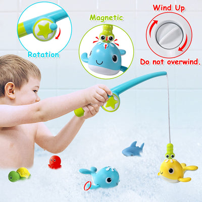 Jouets de bain pour bébés et enfants, jouets de bain à éclaboussures, jouets aquatiques avec filet de pêche pour la douche et la natation