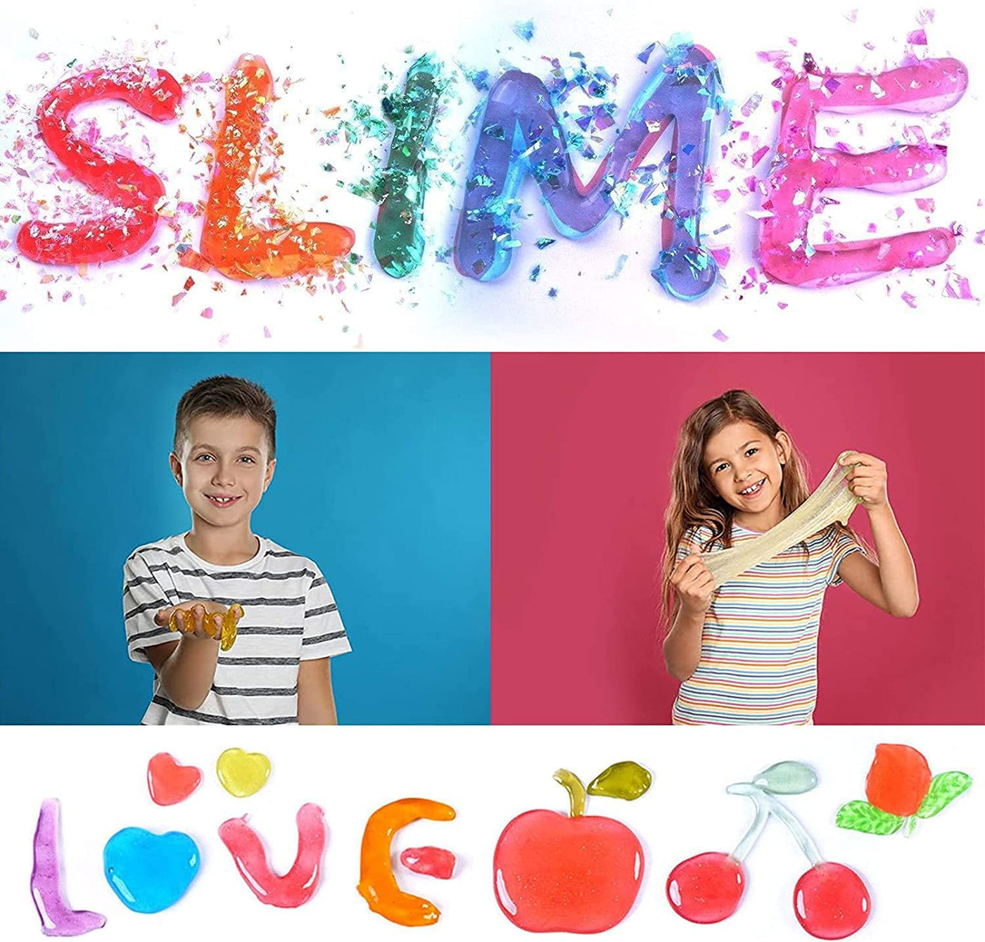  DIY Slime Kit Slime Set, Make Your Own Slime mit 18 Farben Crystal Slime, Ultimate Glow in the Dark Powder, Glitter Powder und mehr für Kunst und Handwerk 