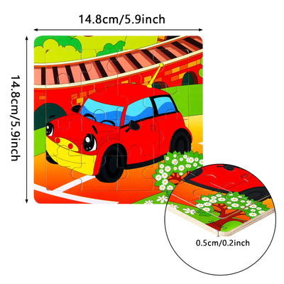 Holztierpuzzle mit 9 Teilen und Ordnungsbeutel für jedes Puzzle für Kinder