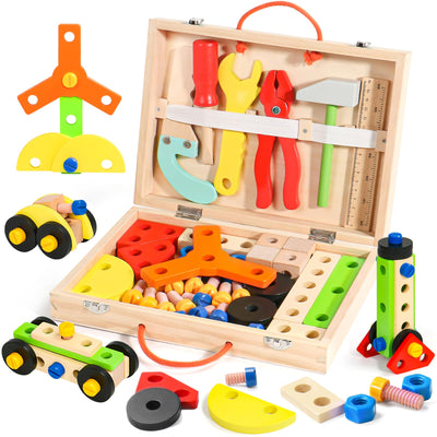 Tool box children's toys, children's tools wooden toy tool box